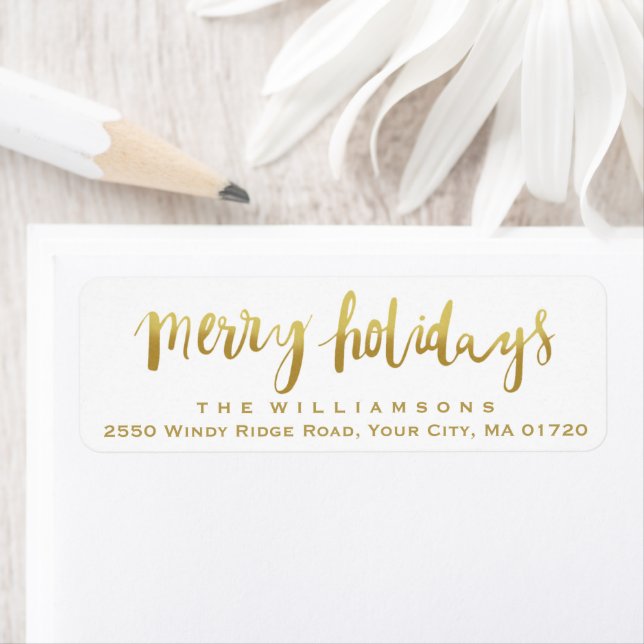 Merry Holidays Elegant Gold Script Custom White Label (Insitu)