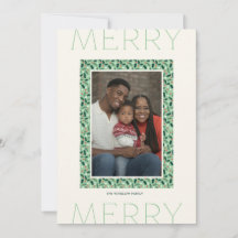 Merry Holly Days Holiday Photo Card (Green)