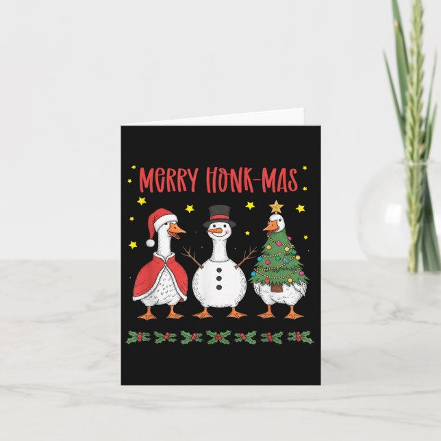 Merry Honk-mas Funny Goose Christmas Humor  Card (Front)