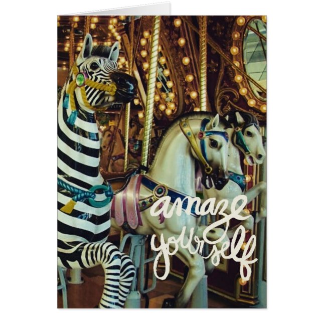 Merry Horse and Zebra Amaze Yourself Cards (Front)