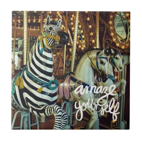 Merry Horse and Zebra Amaze Yourself Tile