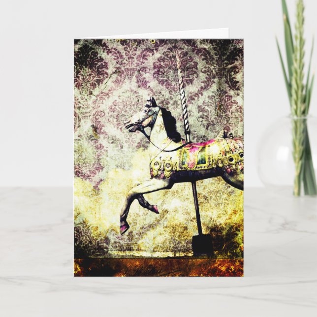 Merry Horse Grunge Hello Card (Front)