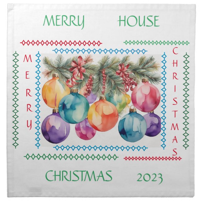 Merry House Customizable Cloth Napkin (Front)