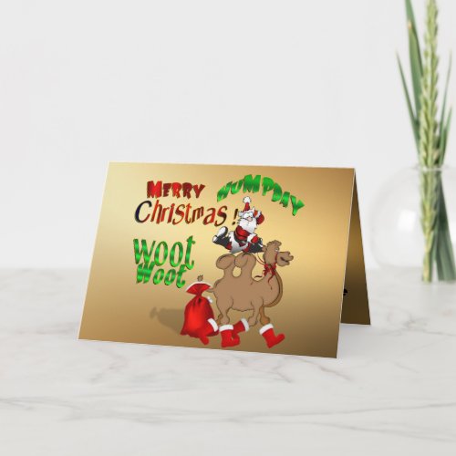 Merry Hump Day Christmas Camel Gold Woot Woot Holiday Card