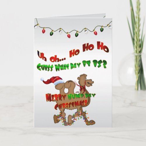 Merry Hump Day Christmas Camel HO HO HO 2 Holiday Card