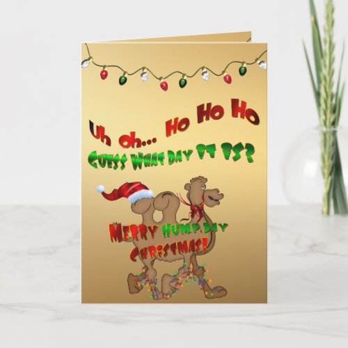 Merry Hump Day Christmas Camel HO HO HO Holiday Card