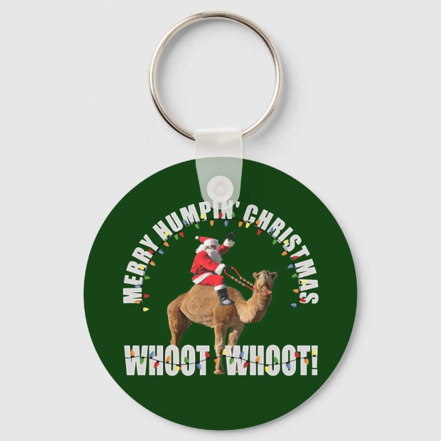 Merry Humpin' Christmas Santa & Camel Keychain (Front)