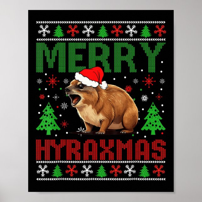 Merry Hyraxmas Vintage Hyrax Ugly Christmas Sweate Poster (Front)