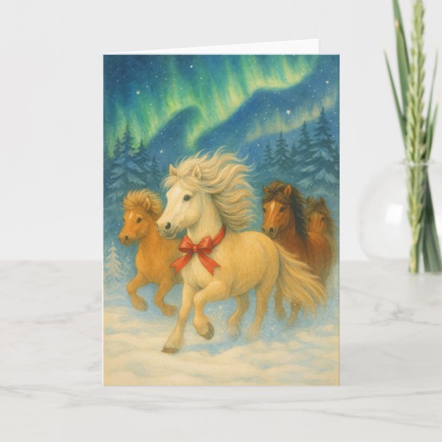 Merry Icelandic Horses - Holiday Card (Front)