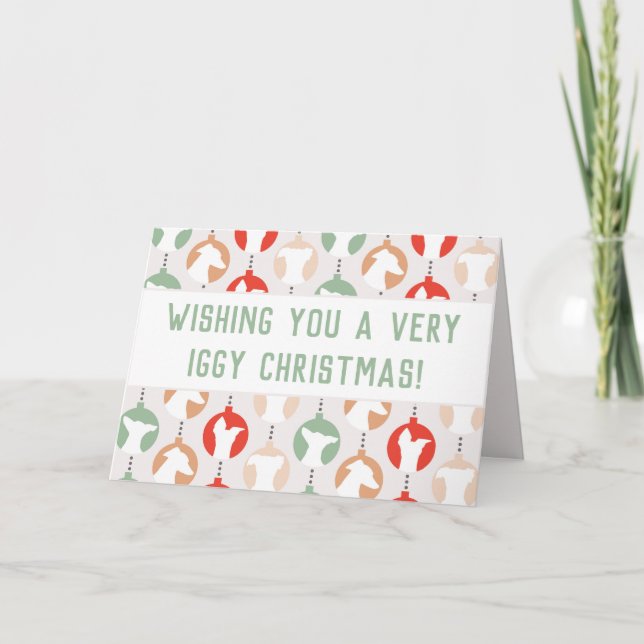 Merry Iggy Christmas Italian Greyhound Holiday Card (Front)