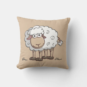 Merry illustration of a smiling sheep throw pillow