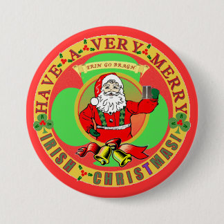 Merry Irish Christmas Bufton Pinback Button