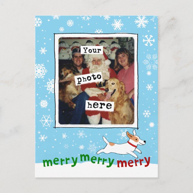 Merry Jack Russell | Cute Dog Christmas Your Photo Holiday Postcard (Front)