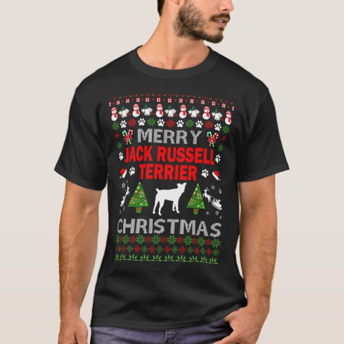 Merry Jack Russell Terrier Dog Christmas Ugly T_Shirt