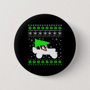 Merry Jeepmas Christmas Tree Santa Funny Ugly Swea Button