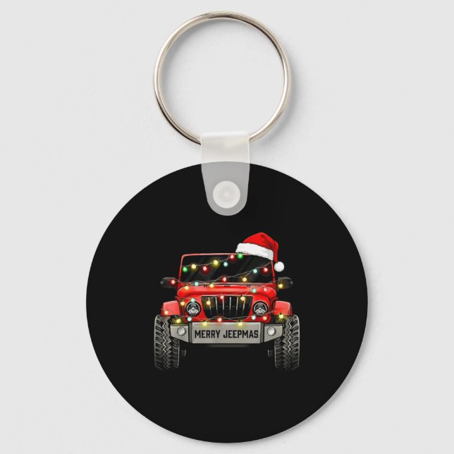 Merry Jeepmas Christmas Xmas Santa Reindeer Men Bo Keychain (Front)