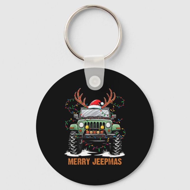 Merry Jeepmas Christmas Xmas Santa Reindeer Men Bo Keychain (Front)