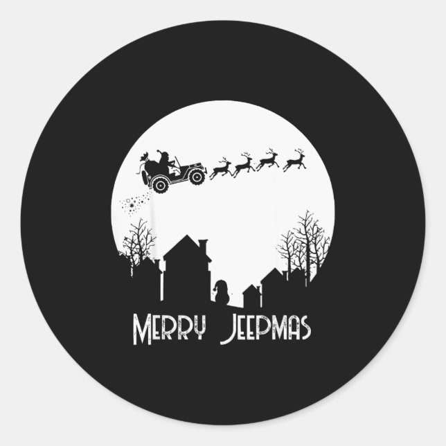 Merry Jeepmas Santa Christmas Reindeer Funny Pajam Classic Round Sticker (Front)