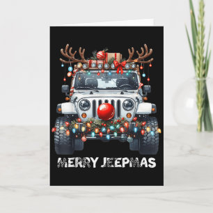 Merry Jeepmas Ugly Light Reindeer Christmas  Card