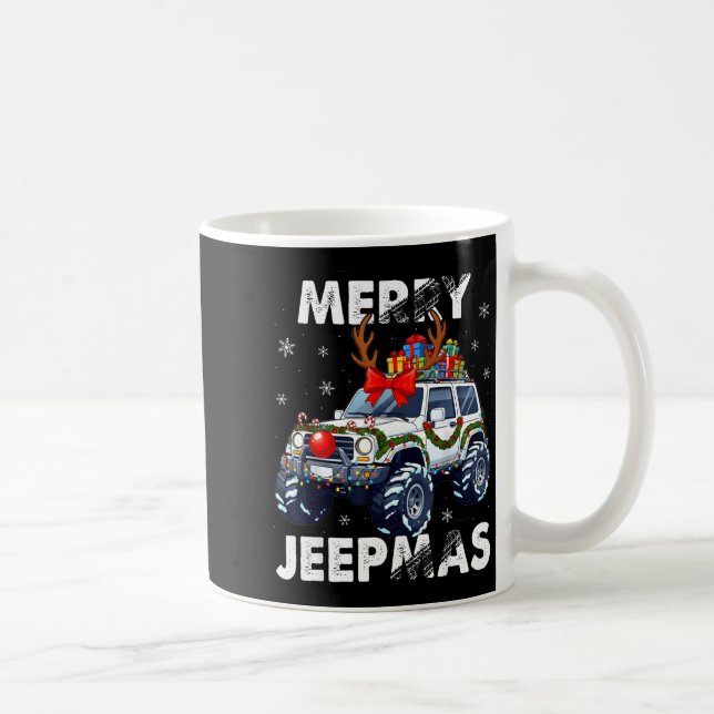 Merry Jeepmas Ugly Light Reindeer Christmas  Coffee Mug (Right)