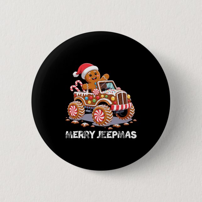 Merry Jeepmas Ugly Light Reindeer Christmas Long S Button (Front)