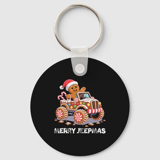 Merry Jeepmas Ugly Light Reindeer Christmas Long S Keychain (Front)