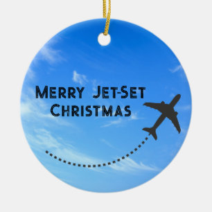 Merry Jet-Set Christmas Ornament -Sky
