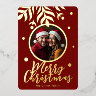 merry joyful Christmas Foil Holiday Card