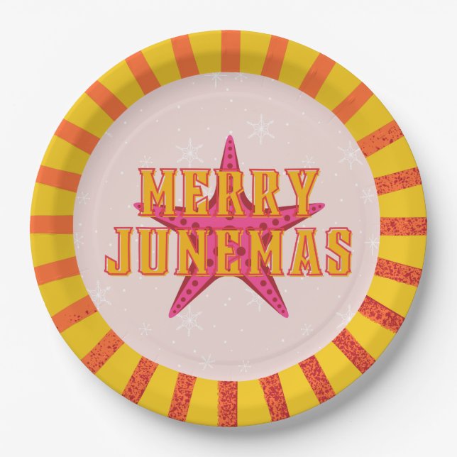 Merry Junemas Tropical Christmas Paper Plates (Front)