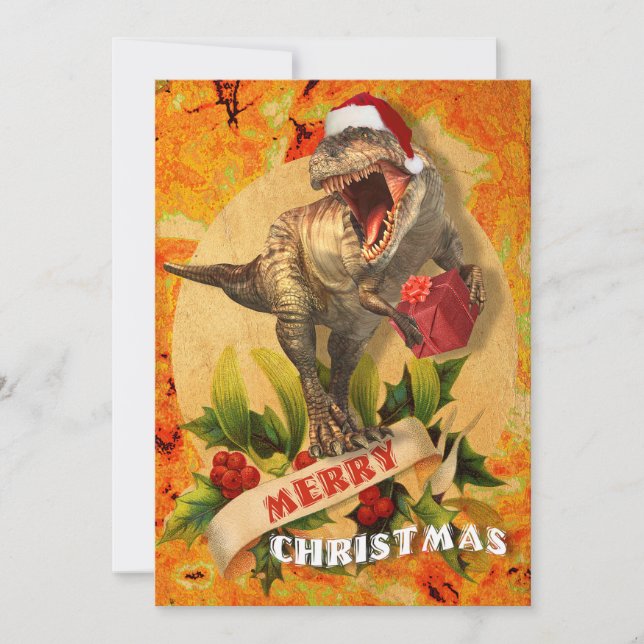 Merry Jurassic Christmas (I) Holiday Card (Front)