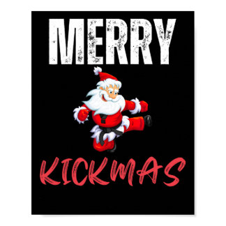 Merry Kick-mas Funny Christmas Santa Claus Karate  Poster