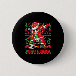 Merry Kickmas Christmas Soccer Ball Ugly Youth Swe Button