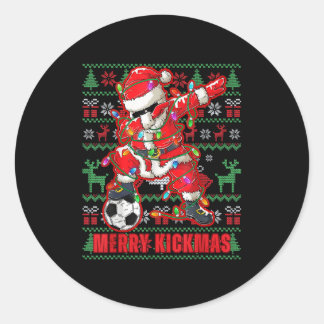 Merry Kickmas Christmas Soccer Ball Ugly Youth Swe Classic Round Sticker