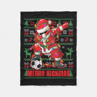 Merry Kickmas Christmas Soccer Ball Ugly Youth Swe Fleece Blanket