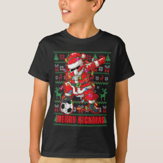 Merry Kickmas Christmas Soccer Ball Ugly Youth Swe T-Shirt
