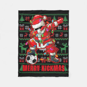 Merry Kickmas Christmas Soccer Byll Ugly Youth Swe Fleece Blanket