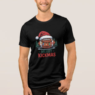 Merry Kickmas Football Christmas Design Tri-Blend Shirt