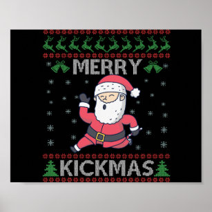 Merry Fishmas Santa Fishing Ugly Christmas Sweater Poster