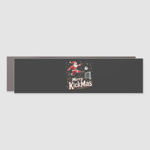 Merry Kickmas Funny Santa Claus Soccer Lovers Car Magnet