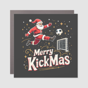 Merry Kickmas Funny Santa Claus Soccer Lovers Car Magnet