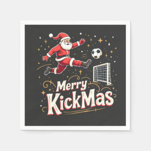 Merry Kickmas Funny Santa Claus Soccer Lovers Napkins