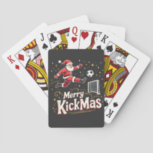 Merry Kickmas Funny Santa Claus Soccer Lovers Poker Cards