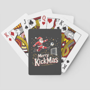 Merry Kickmas Funny Santa Claus Soccer Lovers Poker Cards
