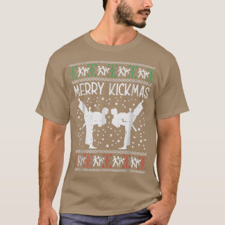 Merry Kickmas Ugly Christmas Karate Jiu Jitsu Mart T-Shirt