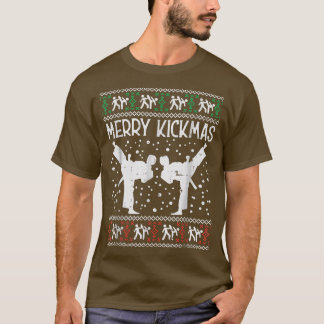 Merry Kickmas Ugly Christmas Karate Jiu Jitsu Mart T-Shirt