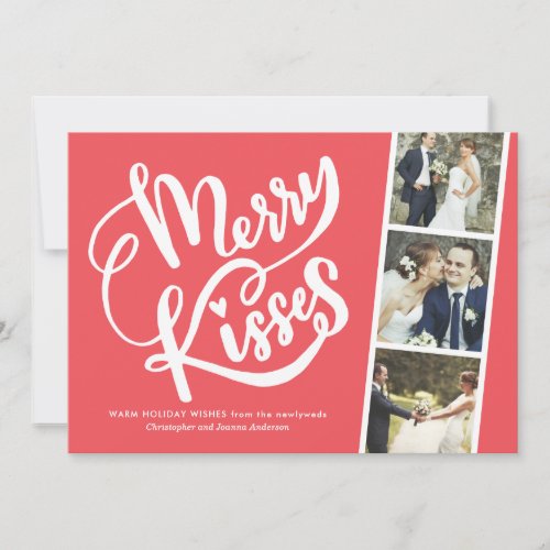 Merry Kisses Newlywed Christmas Thank You Holiday Card