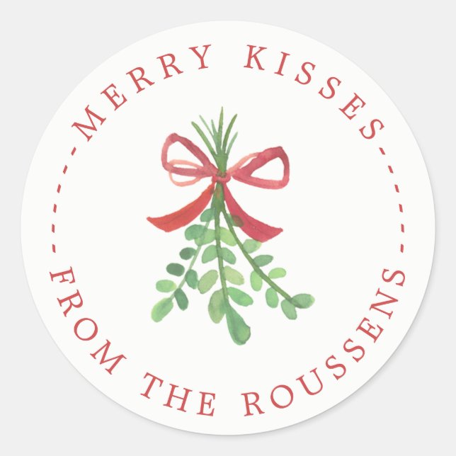 Merry Kisses Personalized Holiday Stickers (Front)
