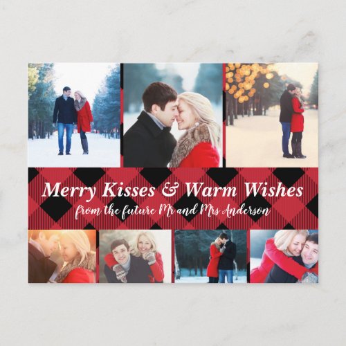 Merry Kisses Warm Wishes Holiday Save Date Photos Announcement Postcard