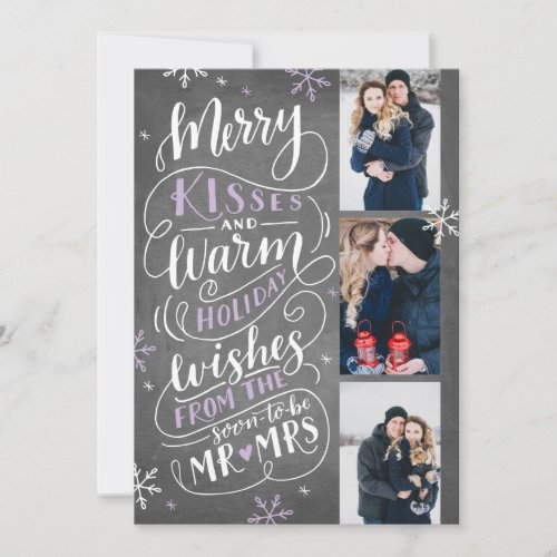 Merry Kisses Warm Wishes Save Date 3 Photo Lilac Save The Date