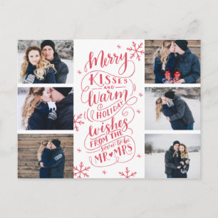 Merry Kisses Warm Wishes Save Date 6- Photo Announcement Postcard